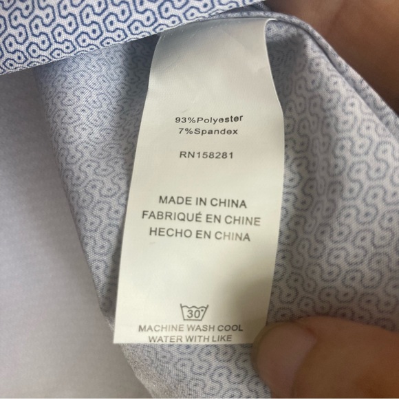 Tom Baine Performance Slim Fit Shirt 4 Way Stretch Wrinkle Free Flip Cuff 2XL - Picture 7 of 10